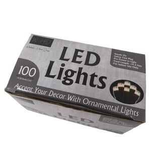 100 Count LED Light Strand Warm White Lights Brown Cord Indoor Use Only